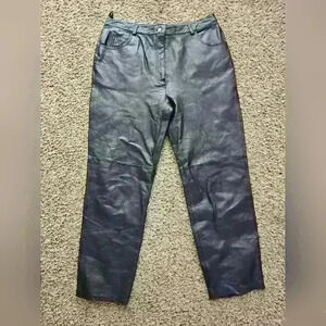 Metrostyle black genuine leather pants woman size 14